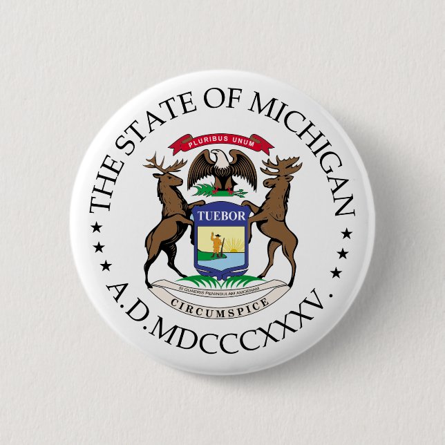 Badge Rond 5 Cm signe du Michigan (Devant)