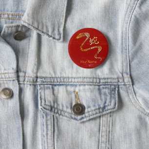 Badge Rond 5 Cm Signe du zodiaque chinois du serpent Constellation