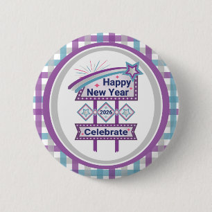 Badge Rond 5 Cm Signe Rétro Bonne Année – Célébration Marquee