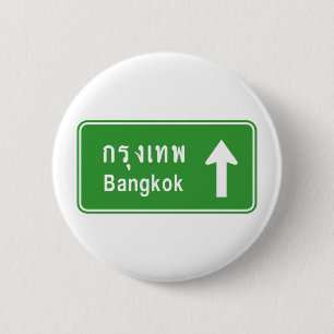 Badge Rond 5 Cm Signe routier de Bangkok ⚠ Thaïlande ⚠