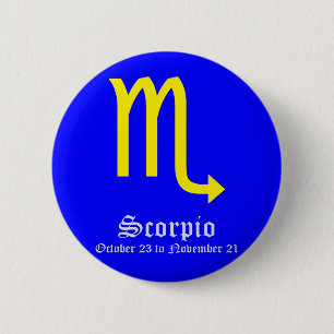BADGE ROND 5 CM SIGNE SCORPIO ASTROLOGIQUE, SYMBOLE ZODIAC