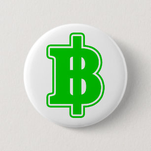 Badge Rond 5 Cm SIGNE VERT BAHT ฿ devises thaïlandaises ฿