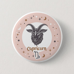 Badge Rond 5 Cm SIGNE Zodiaque Capricorne