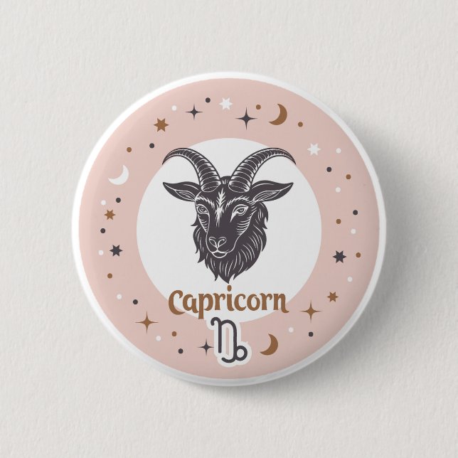 Badge Rond 5 Cm SIGNE Zodiaque Capricorne (Devant)