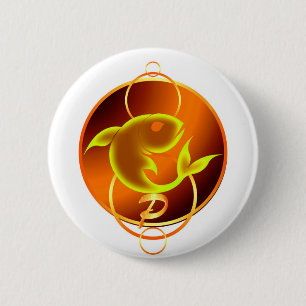 Badge Rond 5 Cm SIGNE Zodiaque Design de pinces orange