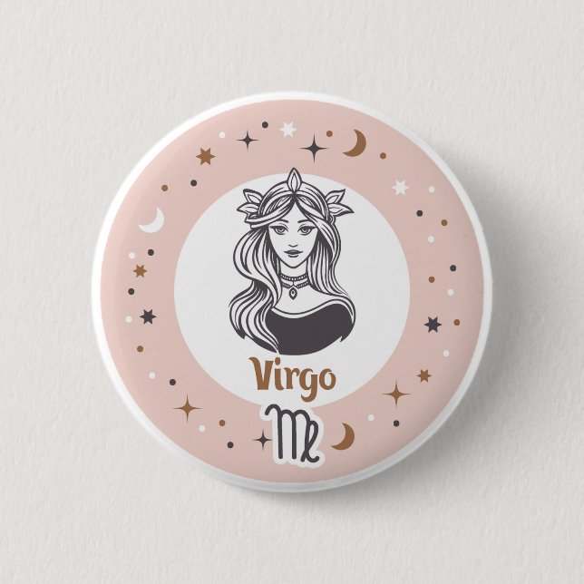 Badge Rond 5 Cm SIGNE Zodiaque Virgo (Devant)
