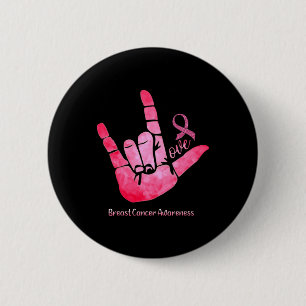 Badge Rond 5 Cm Signer Amour Cancer du sein Sensibilisation au rub