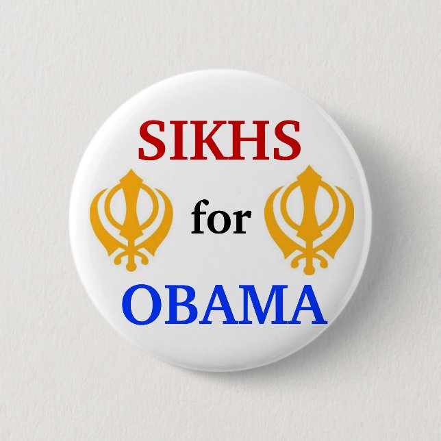 Badge Rond 5 Cm Sikhs pour le bouton 2012 d'Obama (Devant)