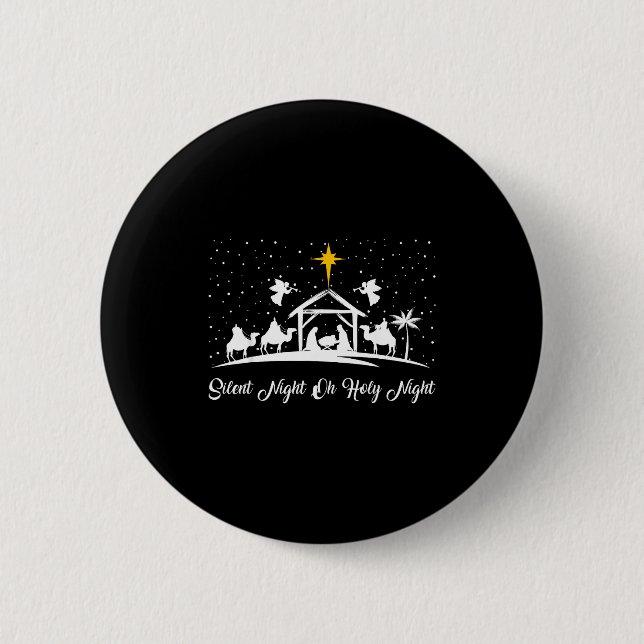 Badge Rond 5 Cm Silent Night Holy Night Nativity Scene Christian C (Devant)