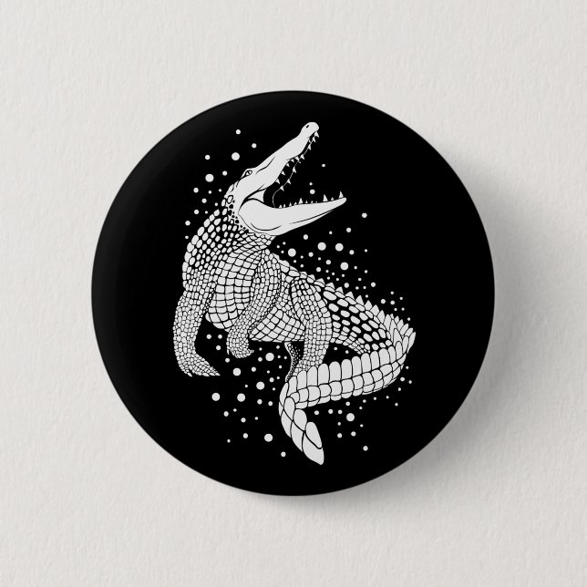 Badge Rond 5 Cm Silhouette blanche d'animal - Crocodile (Devant)