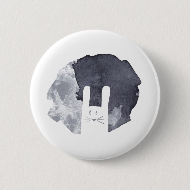 Badge Rond 5 Cm Silhouette blanche de lapin (Devant)