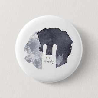 Badge Rond 5 Cm Silhouette blanche de lapin