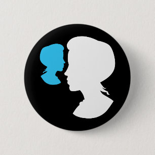 Badge Rond 5 Cm Silhouette Cameo, fille victorienne