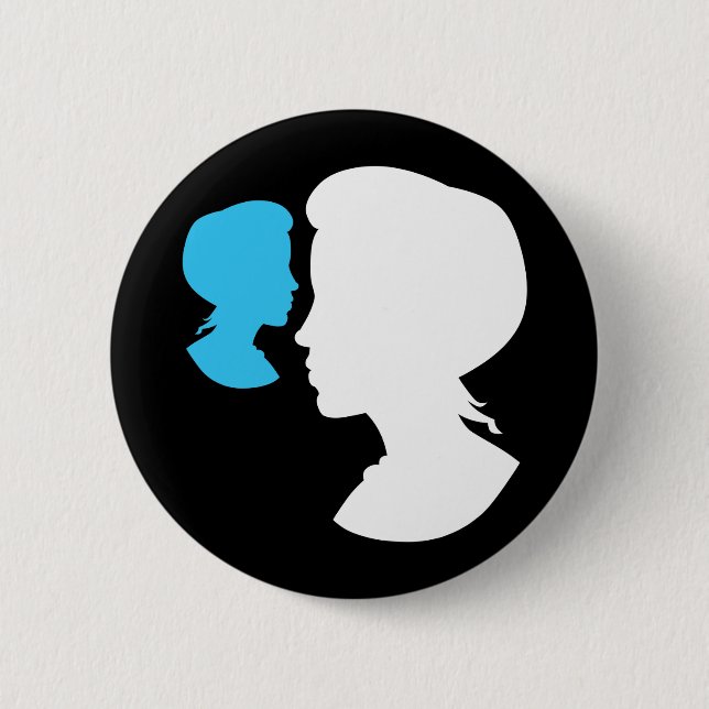 Badge Rond 5 Cm Silhouette Cameo, fille victorienne (Devant)