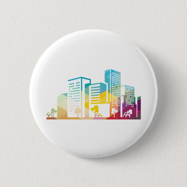 Badge Rond 5 Cm silhouette cityscape bâtiment icône couleur ville (Devant)
