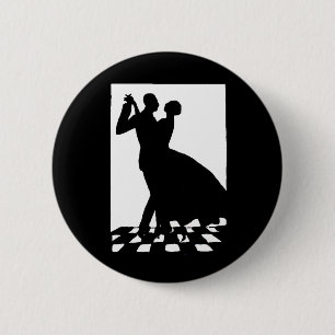 Badge Rond 5 Cm silhouette couple dancing in the dark