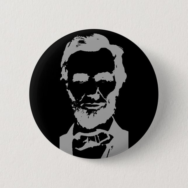 Badge Rond 5 Cm Silhouette d'Abraham Lincoln (Devant)