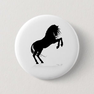 Badge Rond 5 Cm Silhouette d'animal de cheval