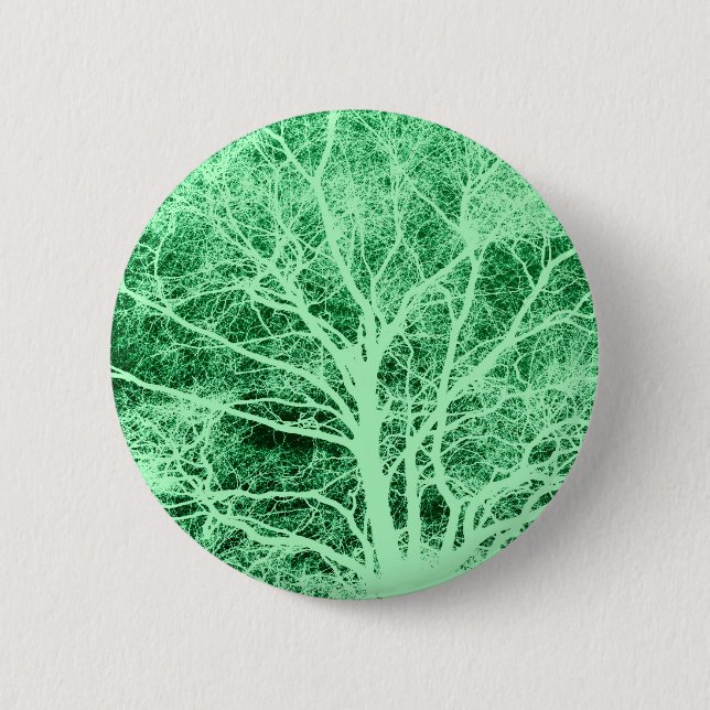 Badge Rond 5 Cm Silhouette d'arbre vert (Devant)
