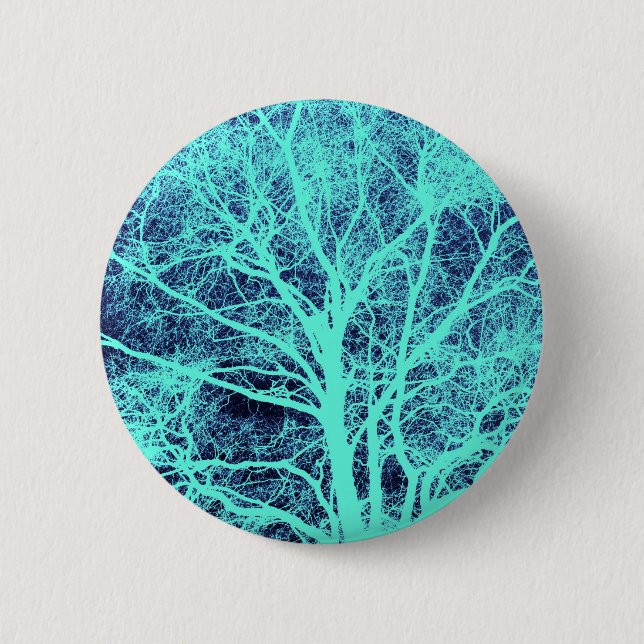 Badge Rond 5 Cm Silhouette d'arbre vert (Devant)