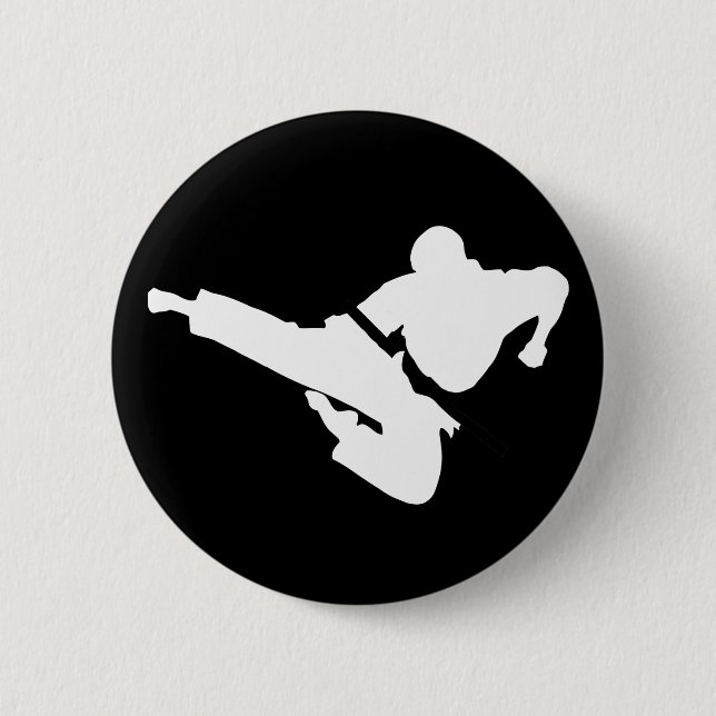 Badge Rond 5 Cm silhouette d'arts martiaux (Devant)
