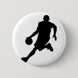 Badge Rond 5 Cm Silhouette de basket-ball