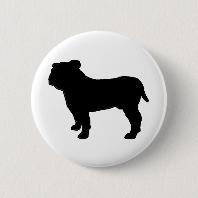 Badge Rond 5 Cm Silhouette de Bouledogue (Devant)