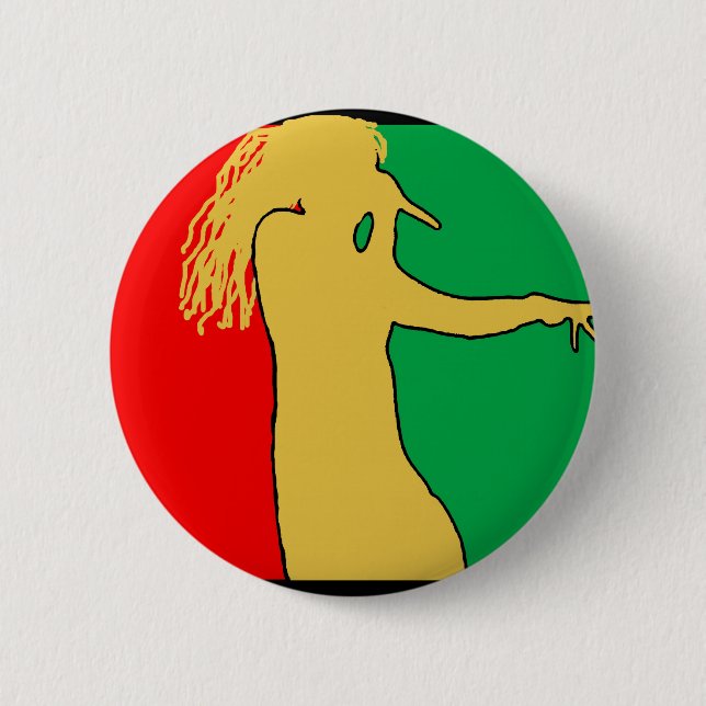 Badge Rond 5 Cm Silhouette de chanteur de Rasta (Devant)