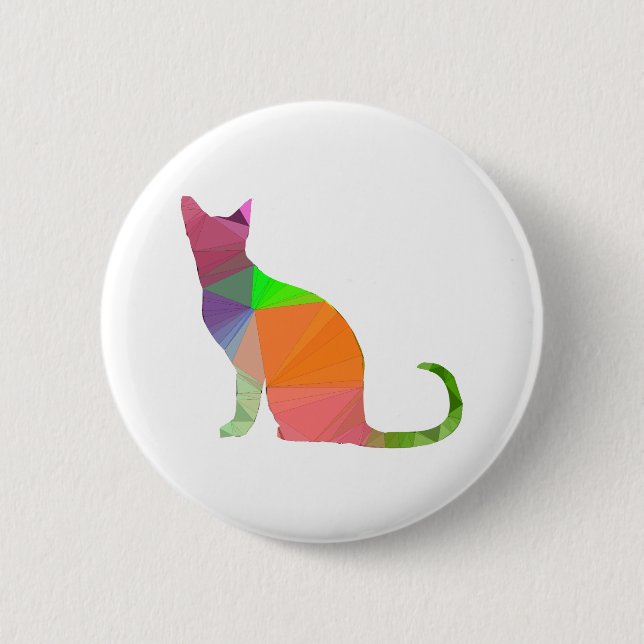 Badge Rond 5 Cm Silhouette de chat à faible densité (Devant)