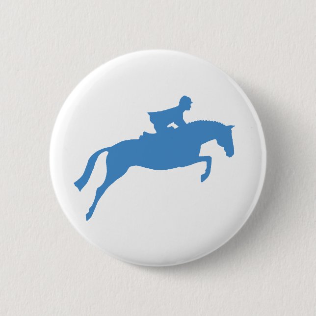 Badge Rond 5 Cm Silhouette de cheval de pullover (bleue) (Devant)