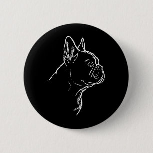 Badge Rond 5 Cm Silhouette de chien amateur de bouledogue français