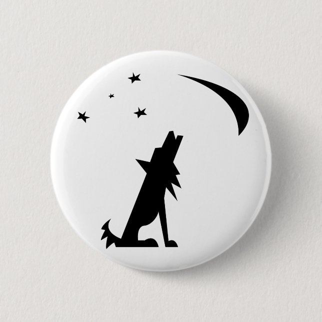 Badge Rond 5 Cm Silhouette de coyote (Devant)