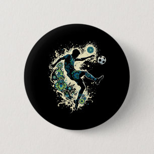 Badge Rond 5 Cm Silhouette de football dynamique _1