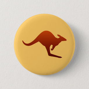 Badge Rond 5 Cm Silhouette de kangourou sur fond de terre désertiq