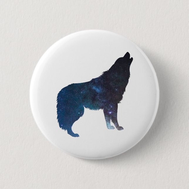 Badge Rond 5 Cm Silhouette de l'univers Wolf - Choisir la couleur  (Devant)