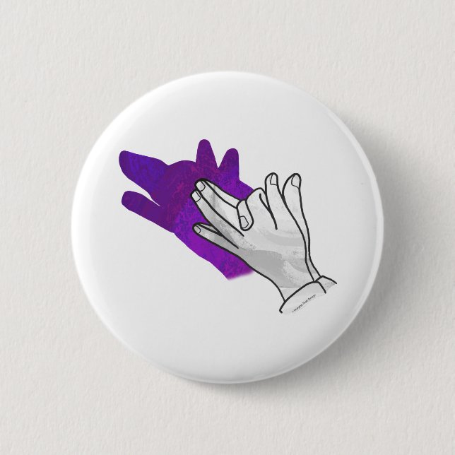 Badge Rond 5 Cm Silhouette de main de loup violet (Devant)