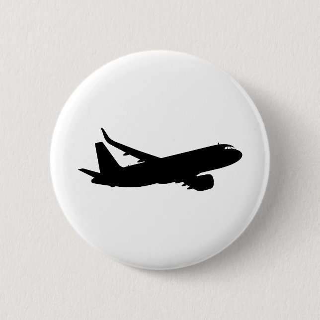 Badge Rond 5 Cm Silhouette de noir de revêtement de jet d'avions à (Devant)