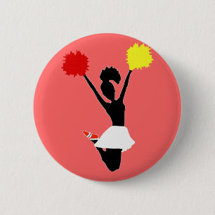 Badge Rond 5 Cm Silhouette de pom-pom girl