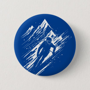 Badge Rond 5 Cm Silhouette de skieur