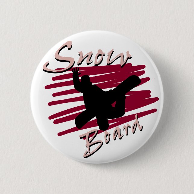 Badge Rond 5 Cm Silhouette de surf des neiges (Devant)