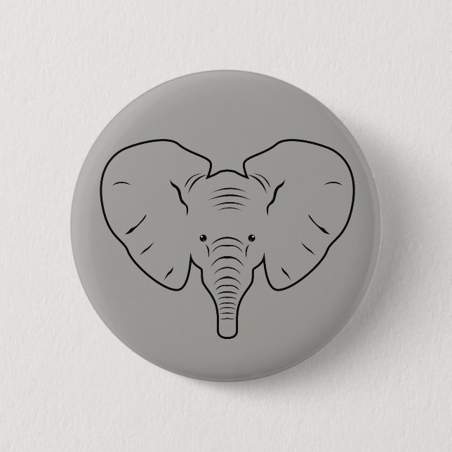 Badge Rond 5 Cm Silhouette de visage d'éléphant (Devant)