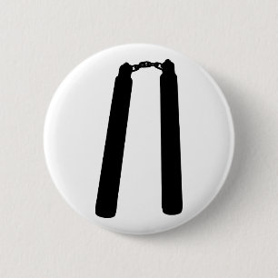 Badge Rond 5 Cm Silhouette d'ensemble de Nunchaku