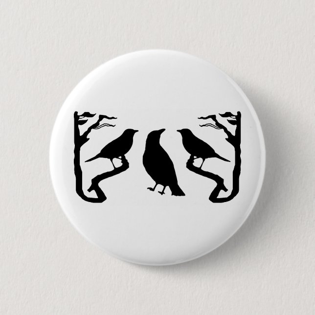 Badge Rond 5 Cm Silhouette des oiseaux (Devant)