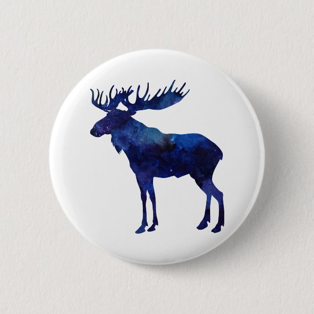 Badge Rond 5 Cm Silhouette d'orignal bleu (Devant)