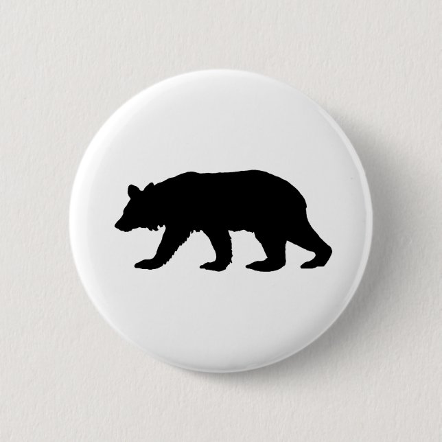 Badge Rond 5 Cm Silhouette d'ours noir (Devant)