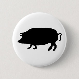Badge Rond 5 Cm Silhouette du porc