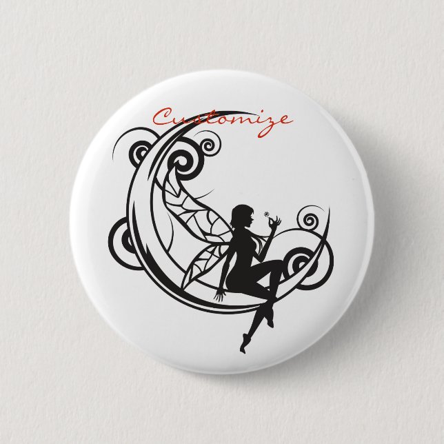 Badge Rond 5 Cm Silhouette Fée Lune Thunder_Cove (Devant)
