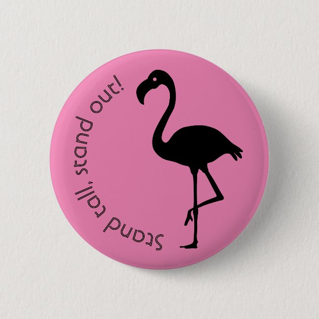 Badge Rond 5 Cm Silhouette Flamant rose "Debout, Debout" (Devant)