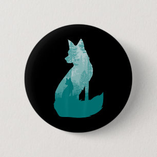 Badge Rond 5 Cm Silhouette Fox Dans La Chasse Animale Forestière C