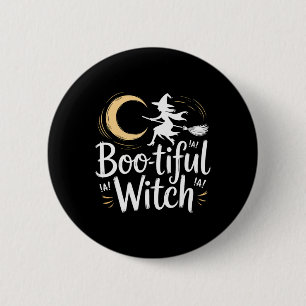 Badge Rond 5 Cm Silhouette Halloween sorcière de la sorcière